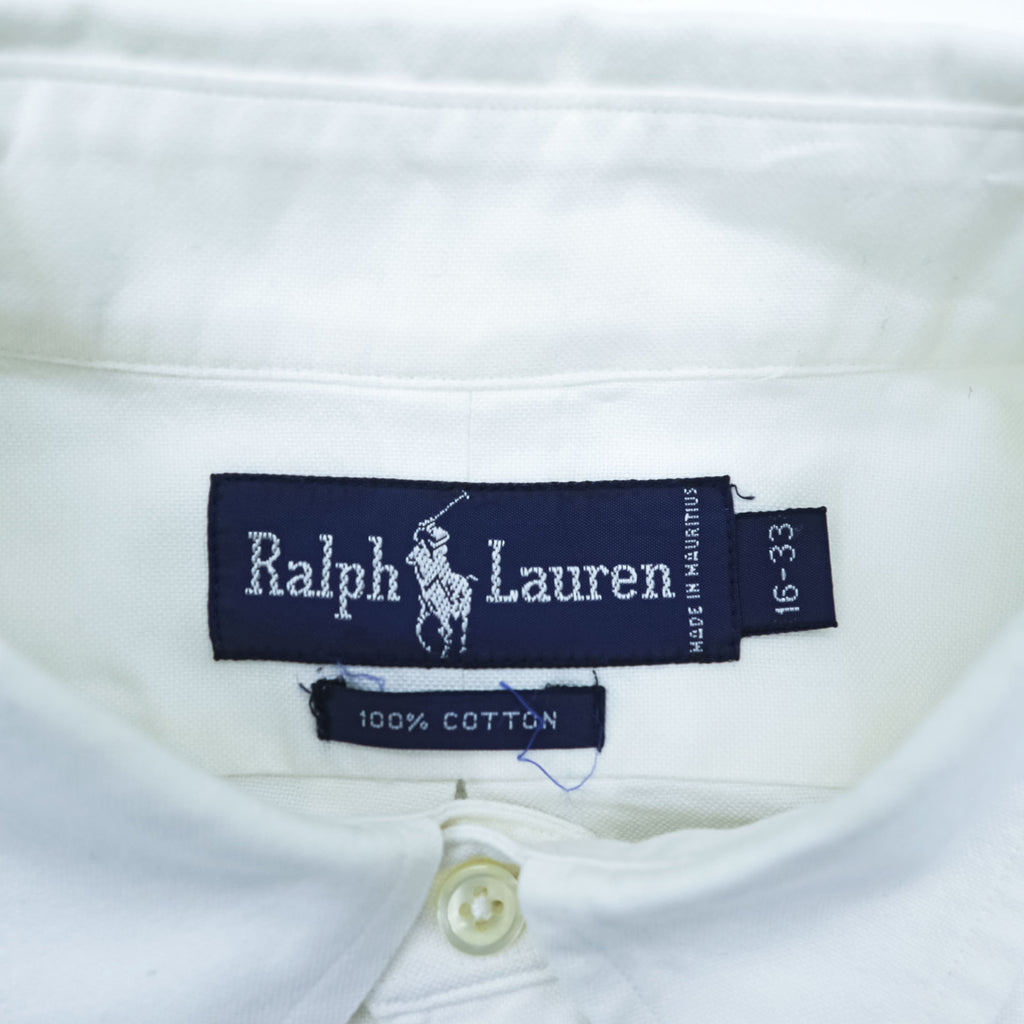 Ralph Lauren 90年代 ヴィンテージ 長袖 ボタンダウンシャツ L ホワイト オックスフォード スモールポニー ロゴ 刺繍