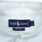 Ralph Lauren 90年代 ヴィンテージ 長袖 ボタンダウンシャツ L ホワイト オックスフォード スモールポニー ロゴ 刺繍
