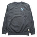 carhartt ルーズフィット 前V スウェット トレーナー M グレー 裏起毛 ワンポイント 刺繍 LOOSE FIT TS0124