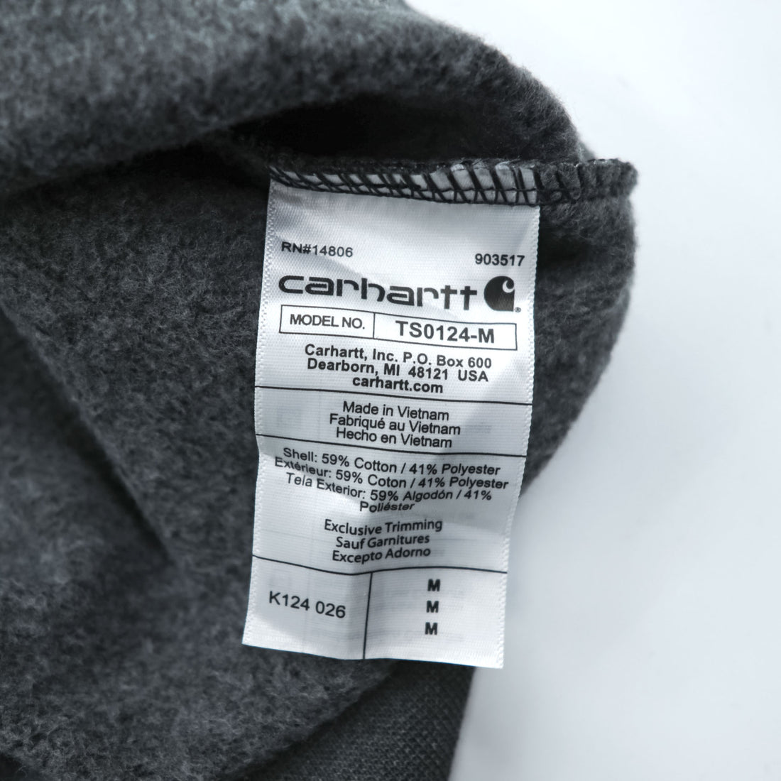 carhartt ルーズフィット 前V スウェット トレーナー M グレー 裏起毛 ワンポイント 刺繍 LOOSE FIT TS0124