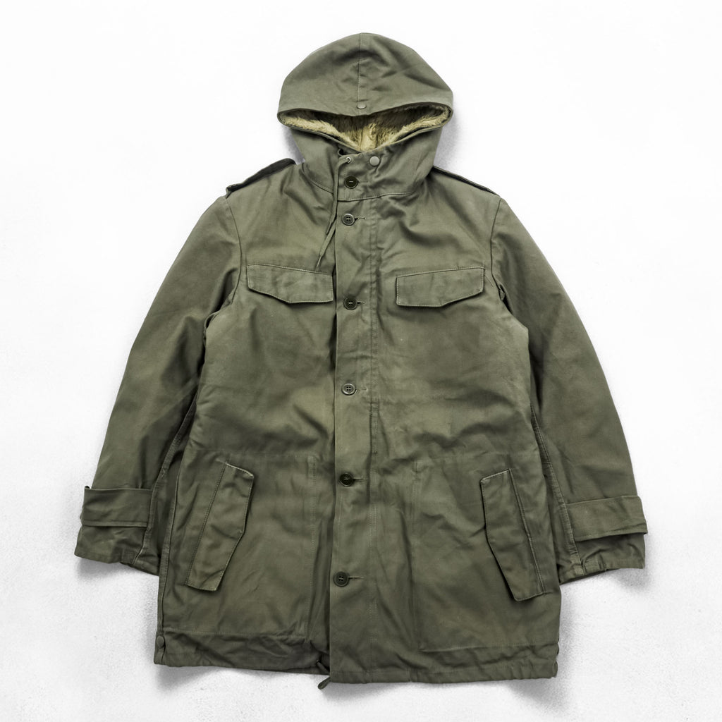 German Army Parka Olive Hooded Military Coat with Pile Sherpa Liner Size 44
