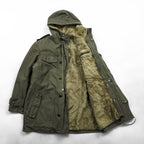 German Army Parka Olive Hooded Military Coat with Pile Sherpa Liner Size 44