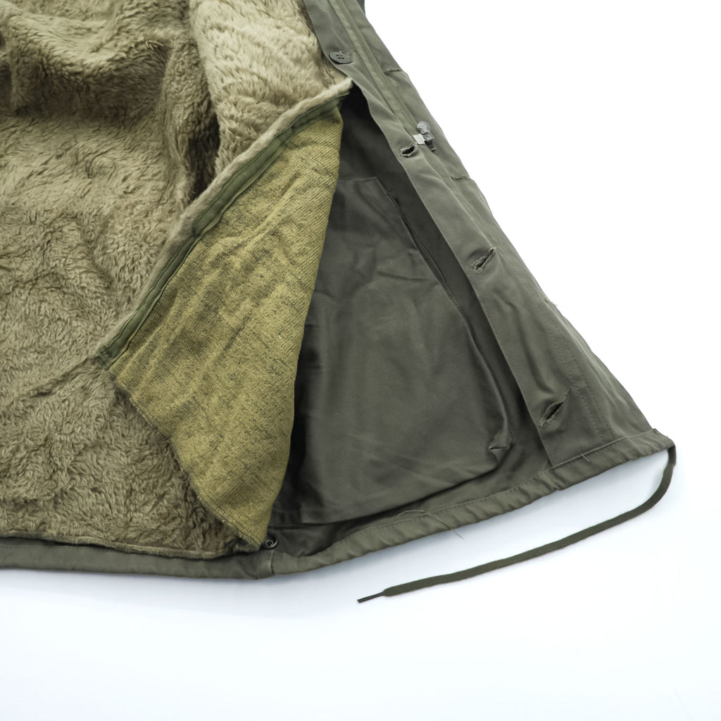 German Army Parka Olive Hooded Military Coat with Pile Sherpa Liner Size 44