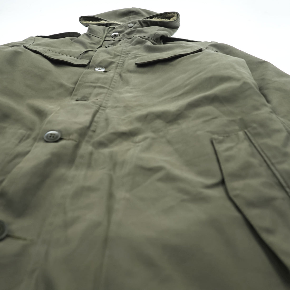 German Army Parka Olive Hooded Military Coat with Pile Sherpa Liner Size 44