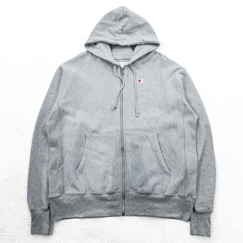 Champion Reverse Weave Zip Up Hoodie, Size XL, Gray, Brushed Lining, Embroidered Logo