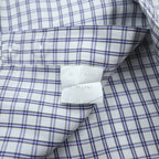 Vintage Burberrys Long Sleeve Dress Shirt White Navy Windowpane Check Regular Collar Cotton XL