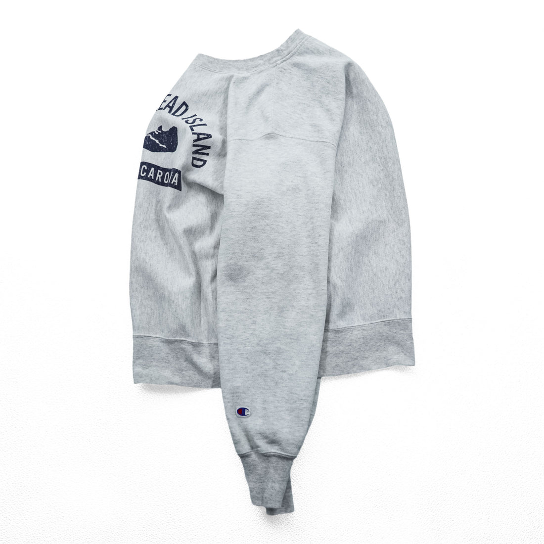 Champion Reverse Weave Crewneck Sweatshirt Gray Navy Print Medium