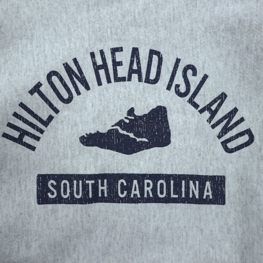 Champion Reverse Weave Crewneck Sweatshirt Gray Navy Print Medium