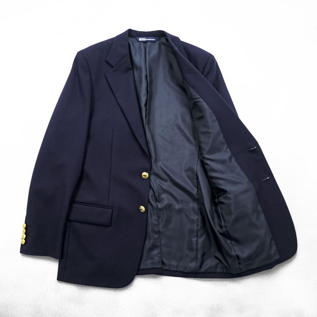 Polo Ralph Lauren 90年代 ヴィンテージ 2B テーラードジャケット ブレザー M ネイビー 紺ブレ 金ボタン