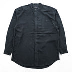 ZEIDLER & ZEIDLER 90年代 ヴィンテージ バンドカラー 長袖 シルクシャツ L ブラック 胸ポケット 比翼