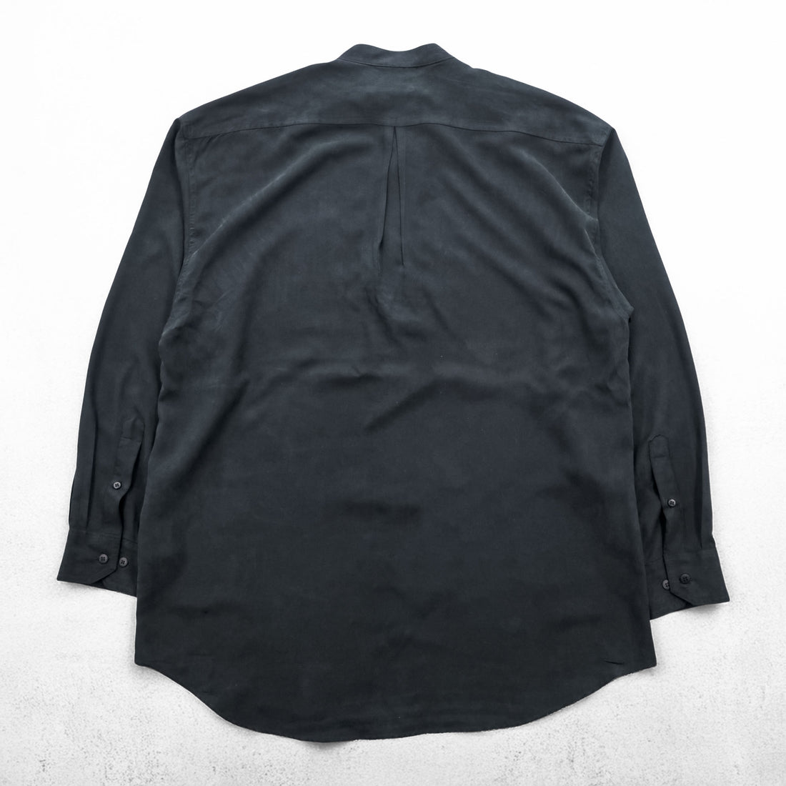 ZEIDLER & ZEIDLER 90年代 ヴィンテージ バンドカラー 長袖 シルクシャツ L ブラック 胸ポケット 比翼