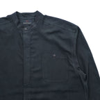 ZEIDLER & ZEIDLER 90年代 ヴィンテージ バンドカラー 長袖 シルクシャツ L ブラック 胸ポケット 比翼