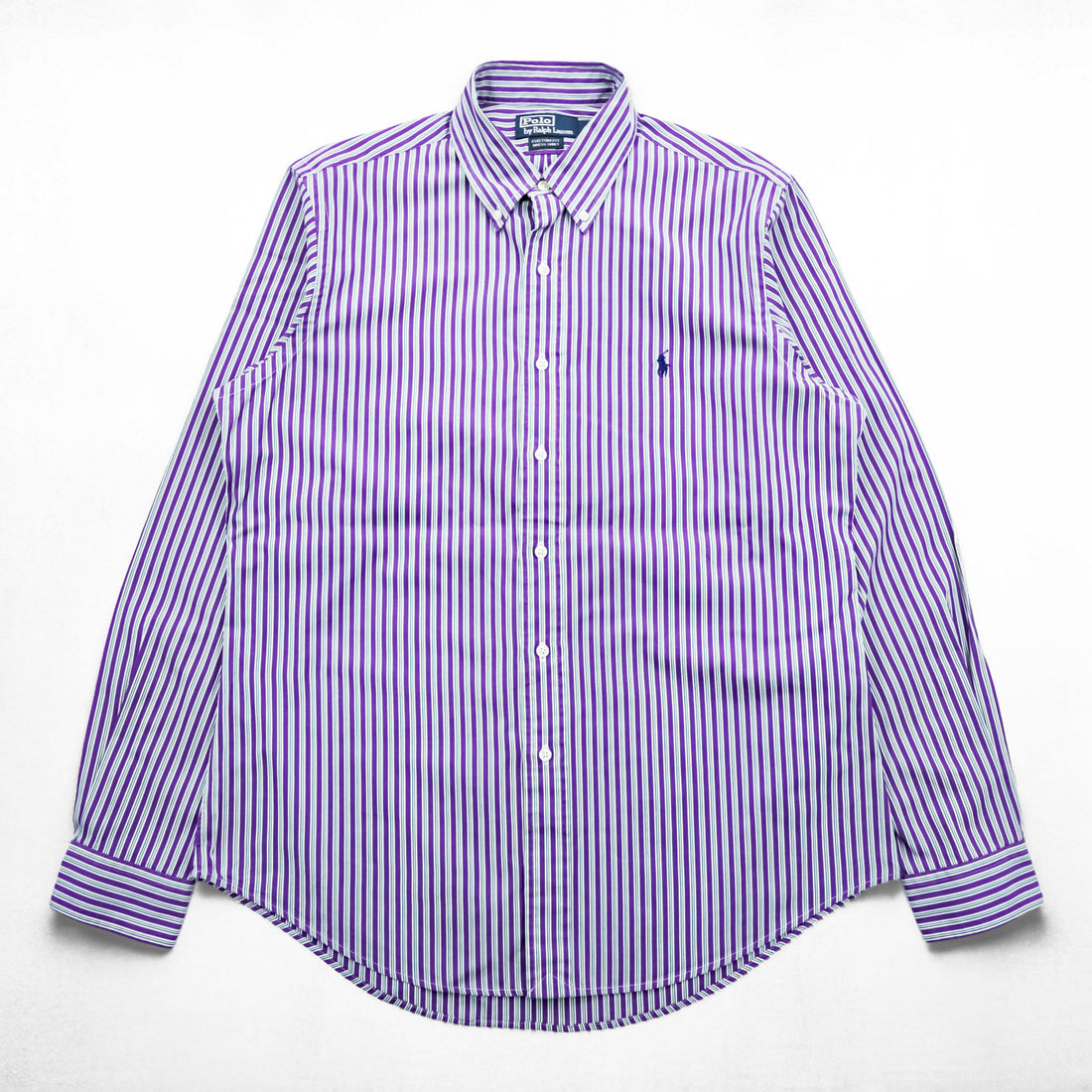 Polo Ralph Lauren 90年代 ヴィンテージ CUSTOM FIT 長袖 ストライプシャツ L ボタンダウン ロゴ 刺繍 DRESS SHIRT