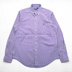 Polo Ralph Lauren 90年代 ヴィンテージ CUSTOM FIT 長袖 ストライプシャツ L ボタンダウン ロゴ 刺繍 DRESS SHIRT