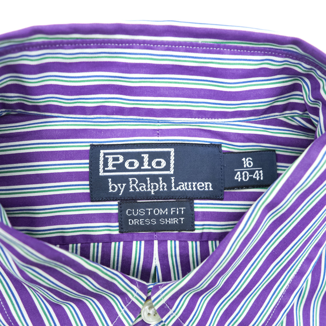 Polo Ralph Lauren 90年代 ヴィンテージ CUSTOM FIT 長袖 ストライプシャツ L ボタンダウン ロゴ 刺繍 DRESS SHIRT