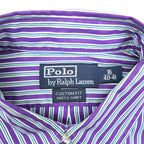 Polo Ralph Lauren 90年代 ヴィンテージ CUSTOM FIT 長袖 ストライプシャツ L ボタンダウン ロゴ 刺繍 DRESS SHIRT