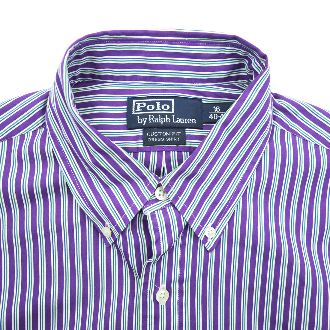 Polo Ralph Lauren 90年代 ヴィンテージ CUSTOM FIT 長袖 ストライプシャツ L ボタンダウン ロゴ 刺繍 DRESS SHIRT