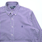 Polo Ralph Lauren 90年代 ヴィンテージ CUSTOM FIT 長袖 ストライプシャツ L ボタンダウン ロゴ 刺繍 DRESS SHIRT