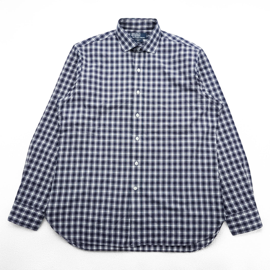 Polo Ralph Lauren 90s Vintage Long-Sleeve Shirt, Size L, Navy, Checked Estate