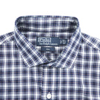 Polo Ralph Lauren 90年代 ヴィンテージ Estate 長袖 シャツ L ネイビー チェック ワイドカラー