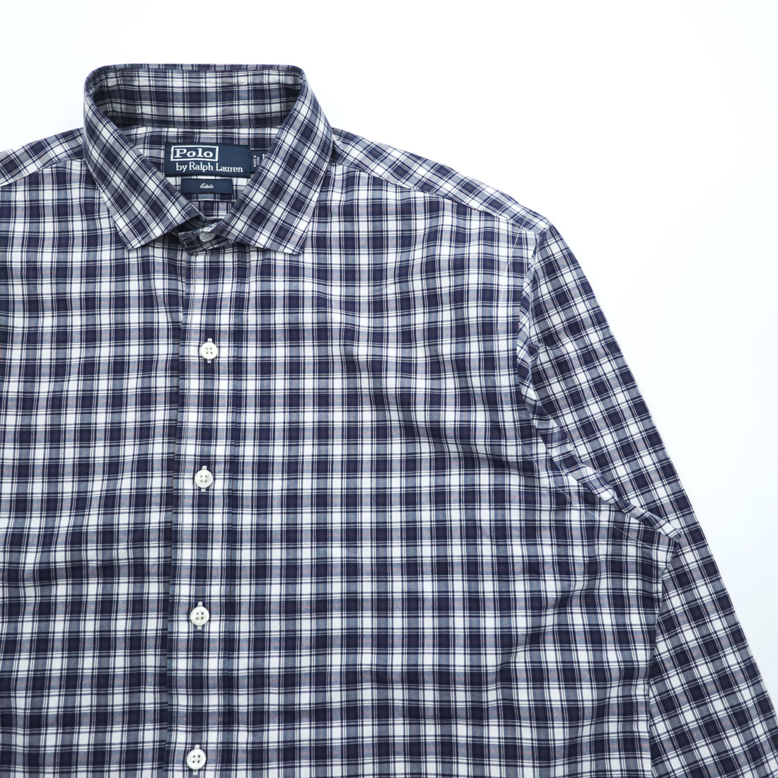 Polo Ralph Lauren 90年代 ヴィンテージ Estate 長袖 シャツ L ネイビー チェック ワイドカラー