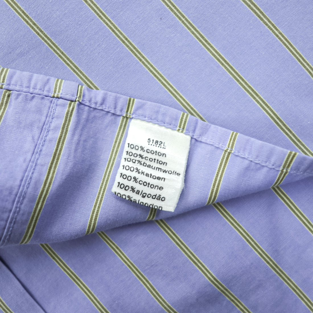 Lacoste 80s Vintage France Made Long Sleeve Button-Down Shirt L Blue Striped with One-Point Logo