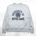 Champion リバースウィーブ REVERSE WEAVE カレッジ スウェット トレーナー XL グレー アーチロゴ 3段プリント 染み込み NOTRE DAME