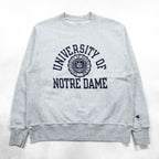 Champion リバースウィーブ REVERSE WEAVE カレッジ スウェット トレーナー XL グレー アーチロゴ 3段プリント 染み込み NOTRE DAME