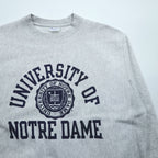 Champion リバースウィーブ REVERSE WEAVE カレッジ スウェット トレーナー XL グレー アーチロゴ 3段プリント 染み込み NOTRE DAME