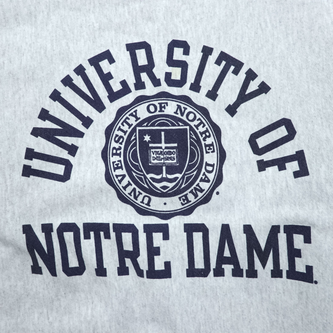 Champion リバースウィーブ REVERSE WEAVE カレッジ スウェット トレーナー XL グレー アーチロゴ 3段プリント 染み込み NOTRE DAME