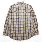 L.L.Bean 80年代 ヴィンテージ 長袖 チェックシャツ M ベージュ 胸ポケット