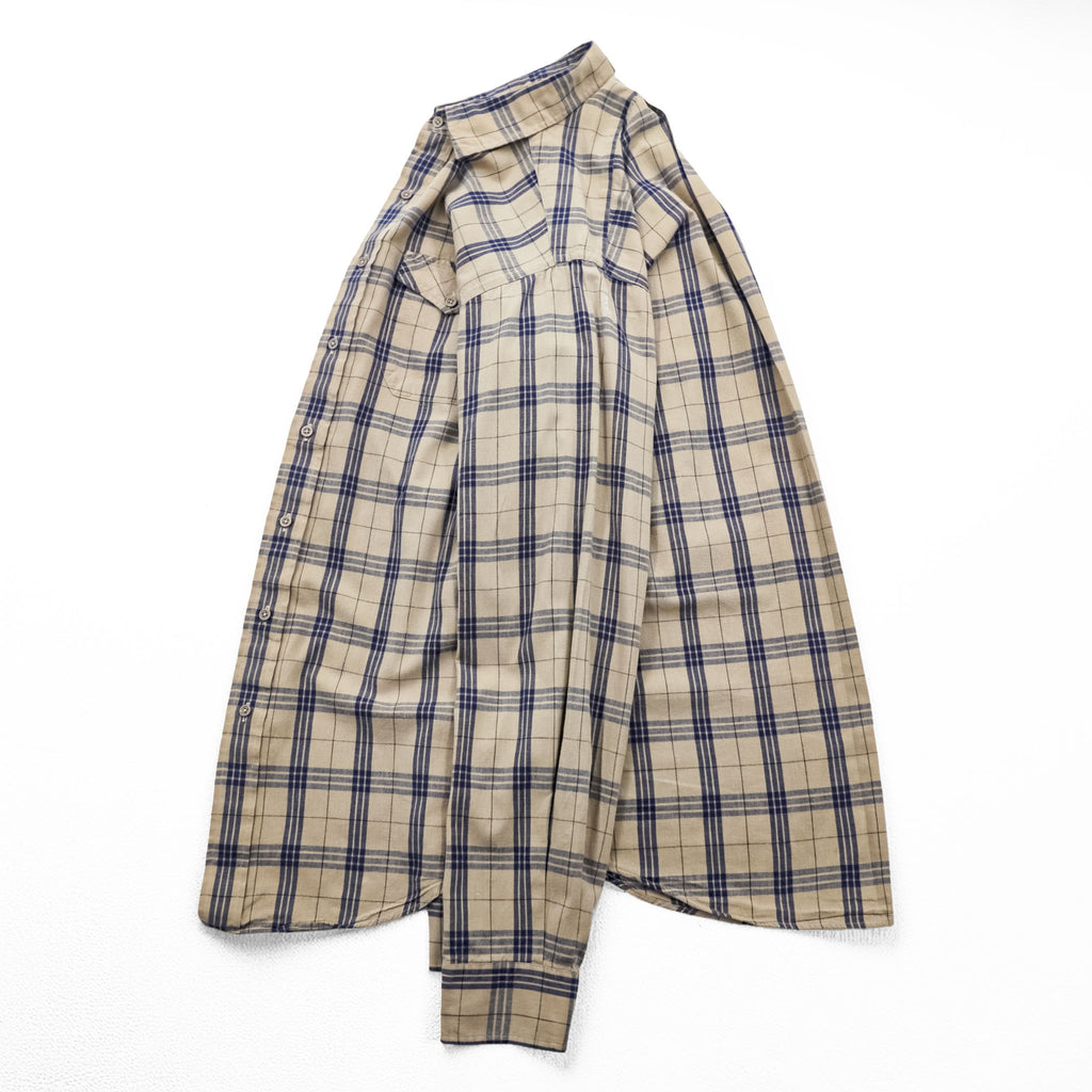 L.L.Bean 80年代 ヴィンテージ 長袖 チェックシャツ M ベージュ 胸ポケット