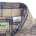 L.L.Bean 80年代 ヴィンテージ 長袖 チェックシャツ M ベージュ 胸ポケット