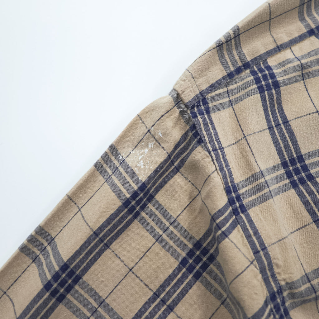 L.L.Bean 80年代 ヴィンテージ 長袖 チェックシャツ M ベージュ 胸ポケット