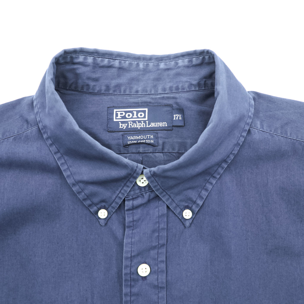 Polo Ralph Lauren 90s Vintage Long-Sleeve Button-Down Shirt, Size XL and up, Navy, Small Pony Logo Embroidery, YARMOUTH