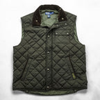 Polo Ralph Lauren 90年代 キルティングベスト XL カーキ 中綿 コーデュロイ襟 ジップ スナップボタン