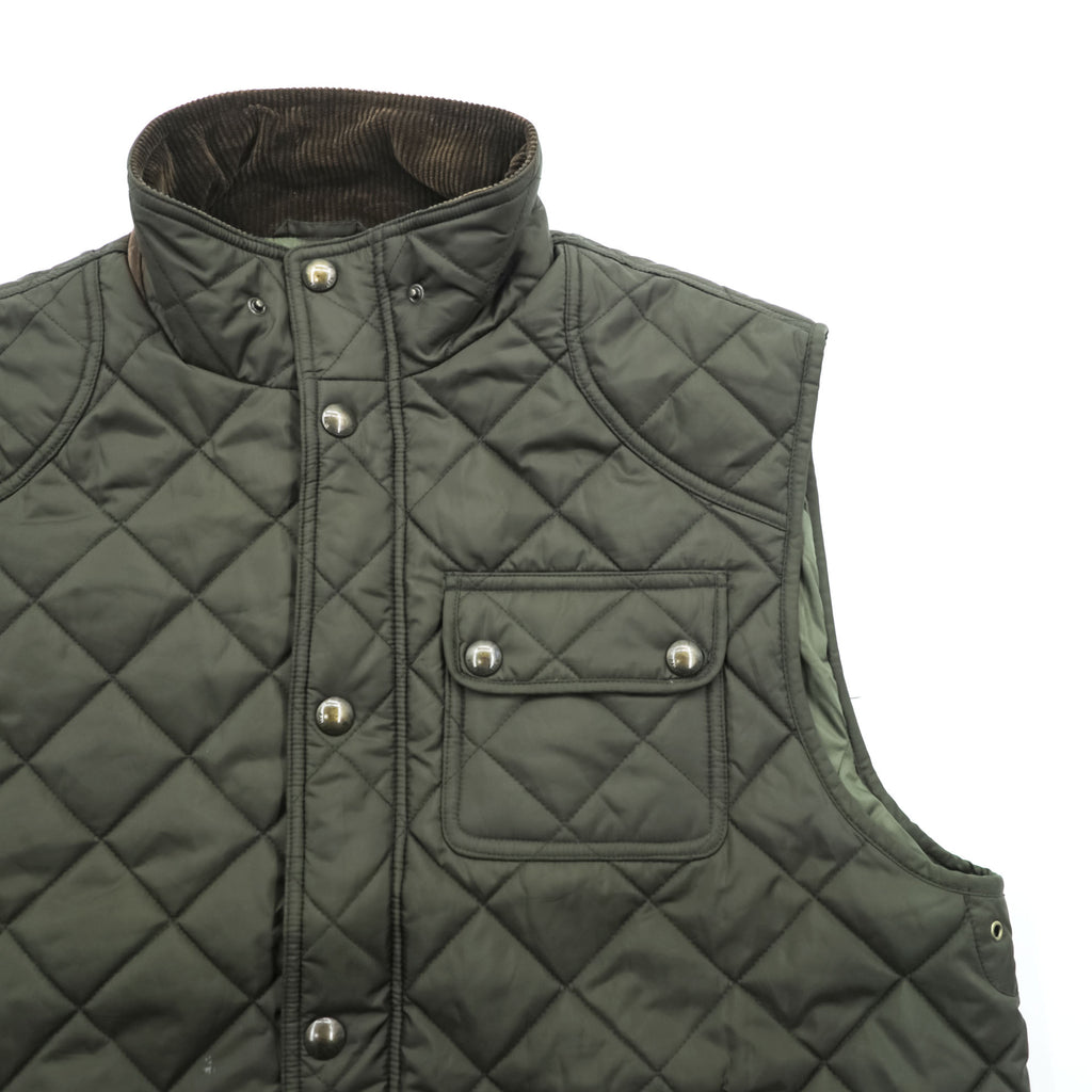 Polo Ralph Lauren 90年代 キルティングベスト XL カーキ 中綿 コーデュロイ襟 ジップ スナップボタン