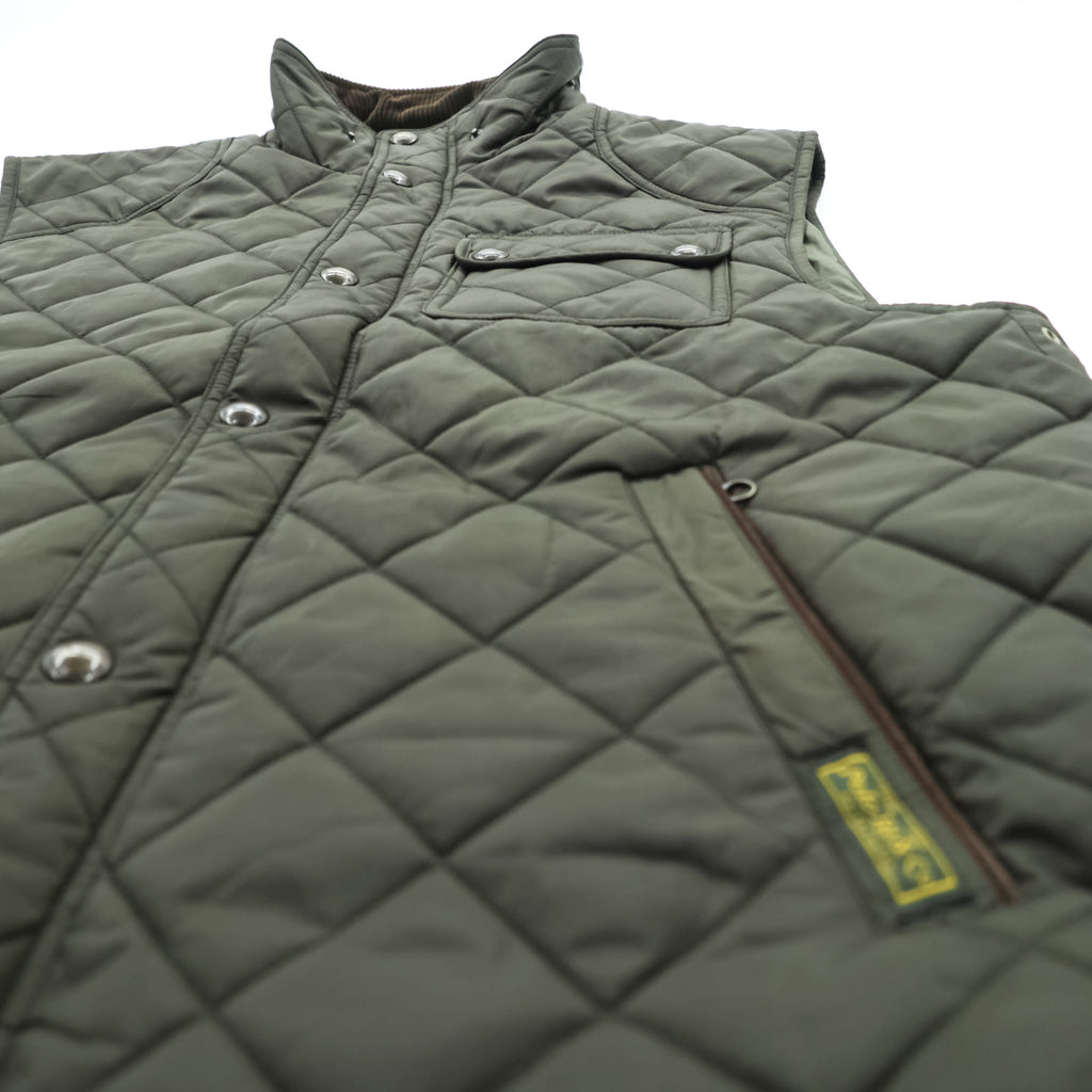 Polo Ralph Lauren 90年代 キルティングベスト XL カーキ 中綿 コーデュロイ襟 ジップ スナップボタン