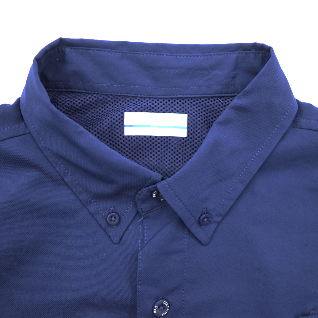 Columbia Bahamas Fishing Long-Sleeve Button-Down Shirt, Size M, Blue, OMNI-SHIELD, UPF50