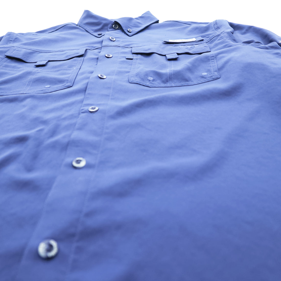 Columbia Bahamas Fishing Long-Sleeve Button-Down Shirt, Size M, Blue, OMNI-SHIELD, UPF50