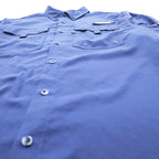 Columbia Bahamas Fishing Long-Sleeve Button-Down Shirt, Size M, Blue, OMNI-SHIELD, UPF50