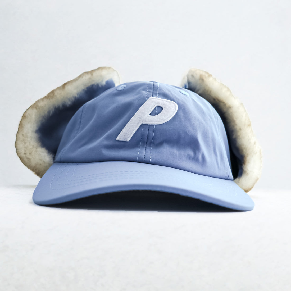 PALACE ドッグイヤー キャップ DOG EAR SHELL 6-PANEL ブルー ドローコード ボア ファー
