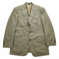 Brooks Brothers USA製 シルク リネン 3B テーラードジャケット ブレザー L ベージュ 千鳥格子 グレンチェック Golden Fleece HAND TAILORED