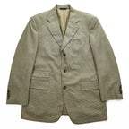 Brooks Brothers USA製 シルク リネン 3B テーラードジャケット ブレザー L ベージュ 千鳥格子 グレンチェック Golden Fleece HAND TAILORED
