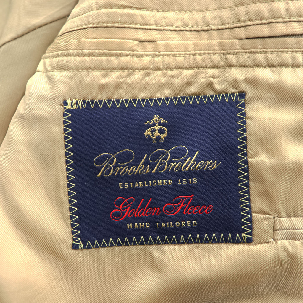 Brooks Brothers USA製 シルク リネン 3B テーラードジャケット ブレザー L ベージュ 千鳥格子 グレンチェック Golden Fleece HAND TAILORED