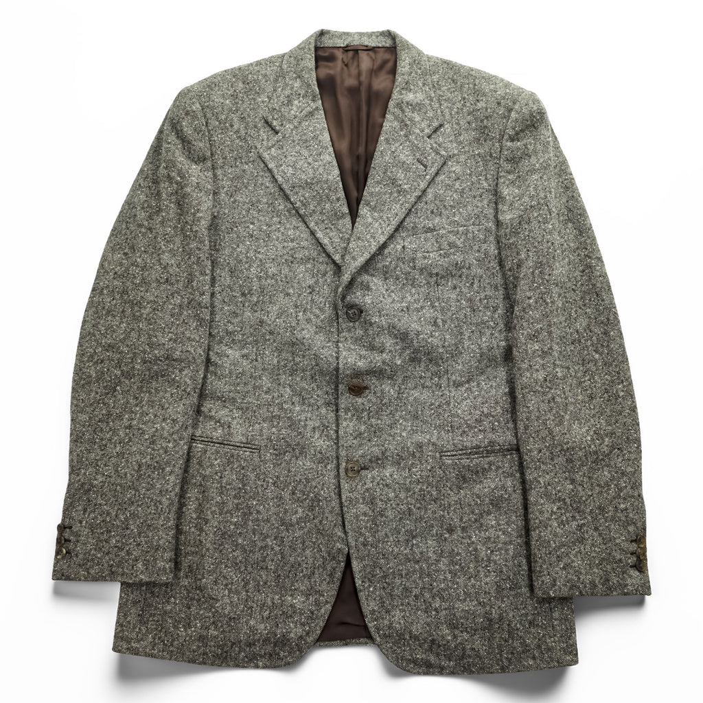 BURBERRY 80年代 イタリア製 ヴィンテージ ツイード テーラードジャケット ブレザー XL ブラウン 3B メランジ ウール LORD