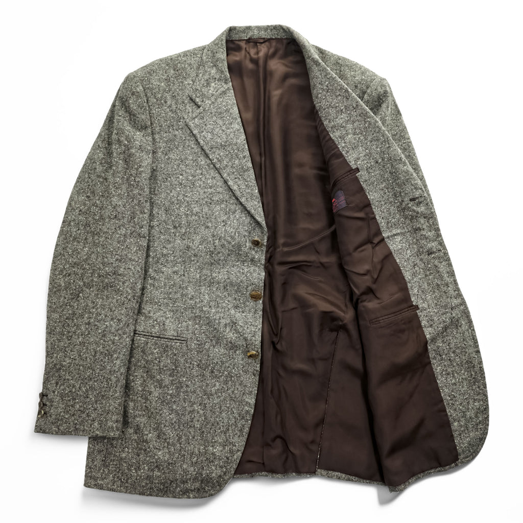 BURBERRY 80年代 イタリア製 ヴィンテージ ツイード テーラードジャケット ブレザー XL ブラウン 3B メランジ ウール LORD