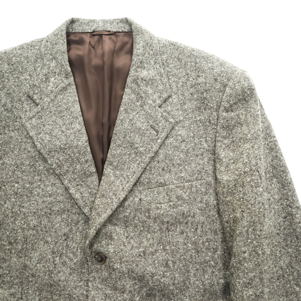 BURBERRY 80年代 イタリア製 ヴィンテージ ツイード テーラードジャケット ブレザー XL ブラウン 3B メランジ ウール LORD