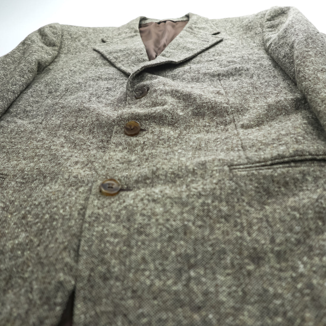 BURBERRY 80年代 イタリア製 ヴィンテージ ツイード テーラードジャケット ブレザー XL ブラウン 3B メランジ ウール LORD