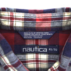 NAUTICA 90年代 USA製 ヴィンテージ 長袖 チェックシャツ XL レッド ネイビー ボタンダウン ワンポイントロゴ